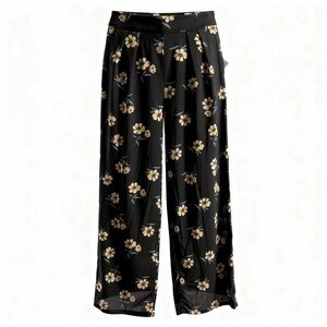 House of Harlow 1960 Black Floral Wide-Leg Pants Sz XS